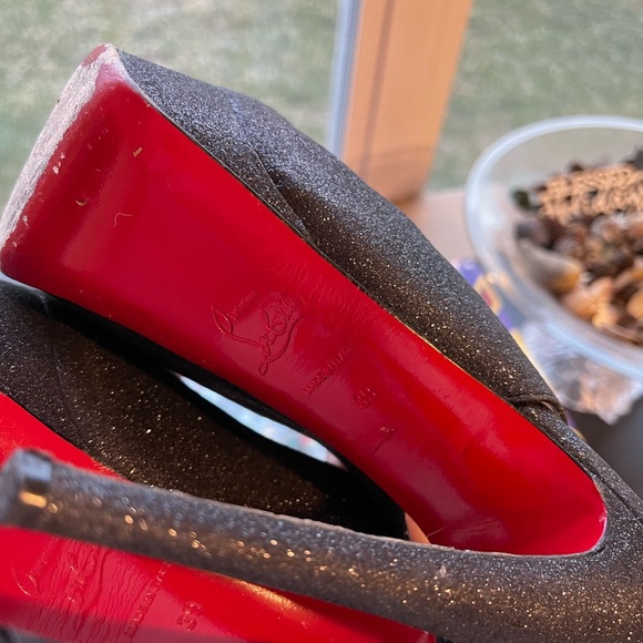 Christian Louboutin kate Lady peep toe GLITZY heel sz 8.5 39 - Picture 5 of 12